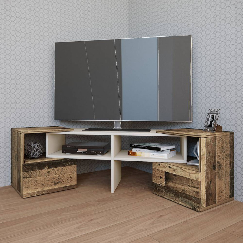Έπιπλο τηλεόρασης ORNE Καφέ με Λευκό 141x32x39cm Έπιπλο τηλεόρασης ORNE Καφέ με Λευκό 141x32x39cm