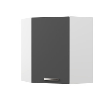 CHARLOTΤE Πάνω Ντουλάπι Γωνίας 60x60x71.8εκ με μεταλλικά χερούλια Γραφίτης CHARLOTΤE Πάνω Ντουλάπι Γωνίας 60x60x71.8εκ με μεταλλικά χερούλια Γραφίτης